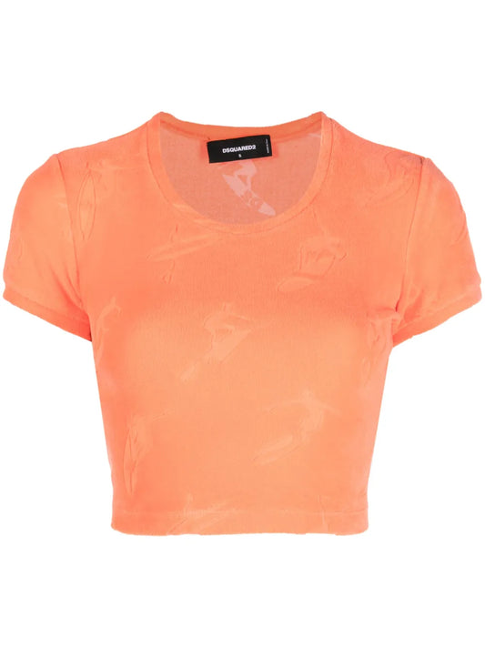 Surfer-Jacquard Cropped Top