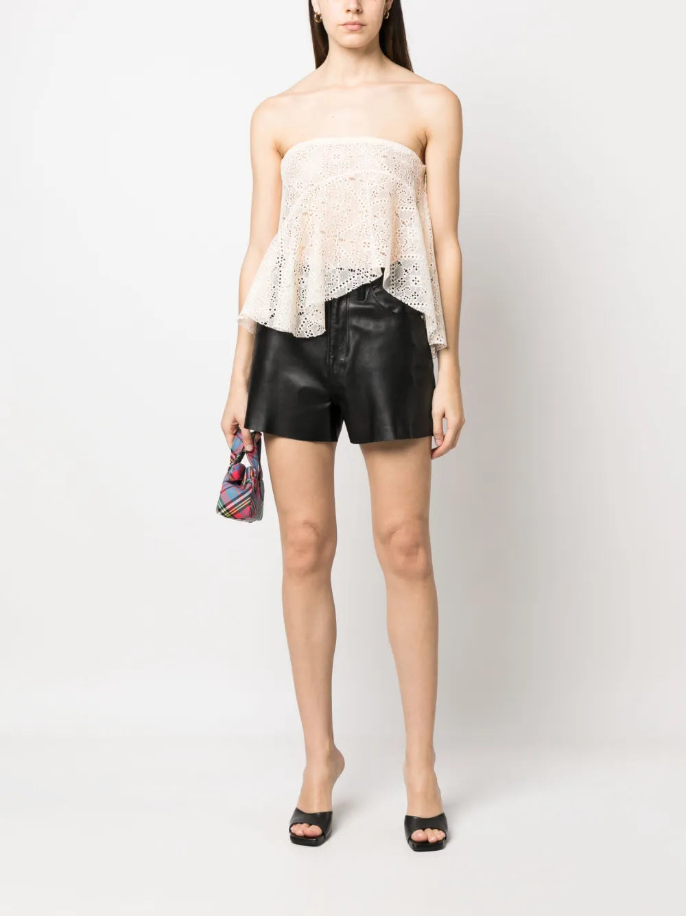 Broderie-Anglaise Draped Strapless Top