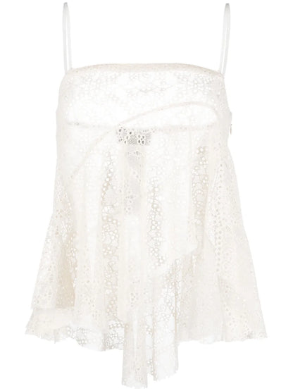 Broderie-Anglaise Draped Strapless Top