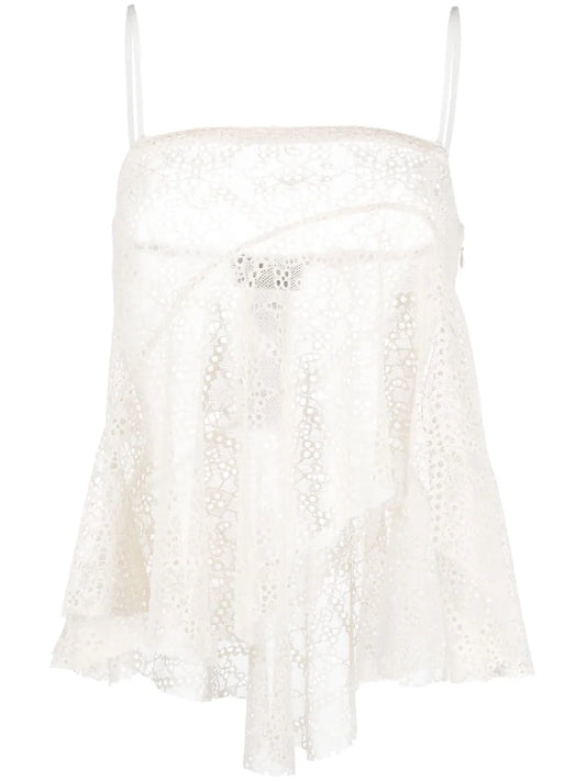 Broderie-Anglaise Draped Strapless Top