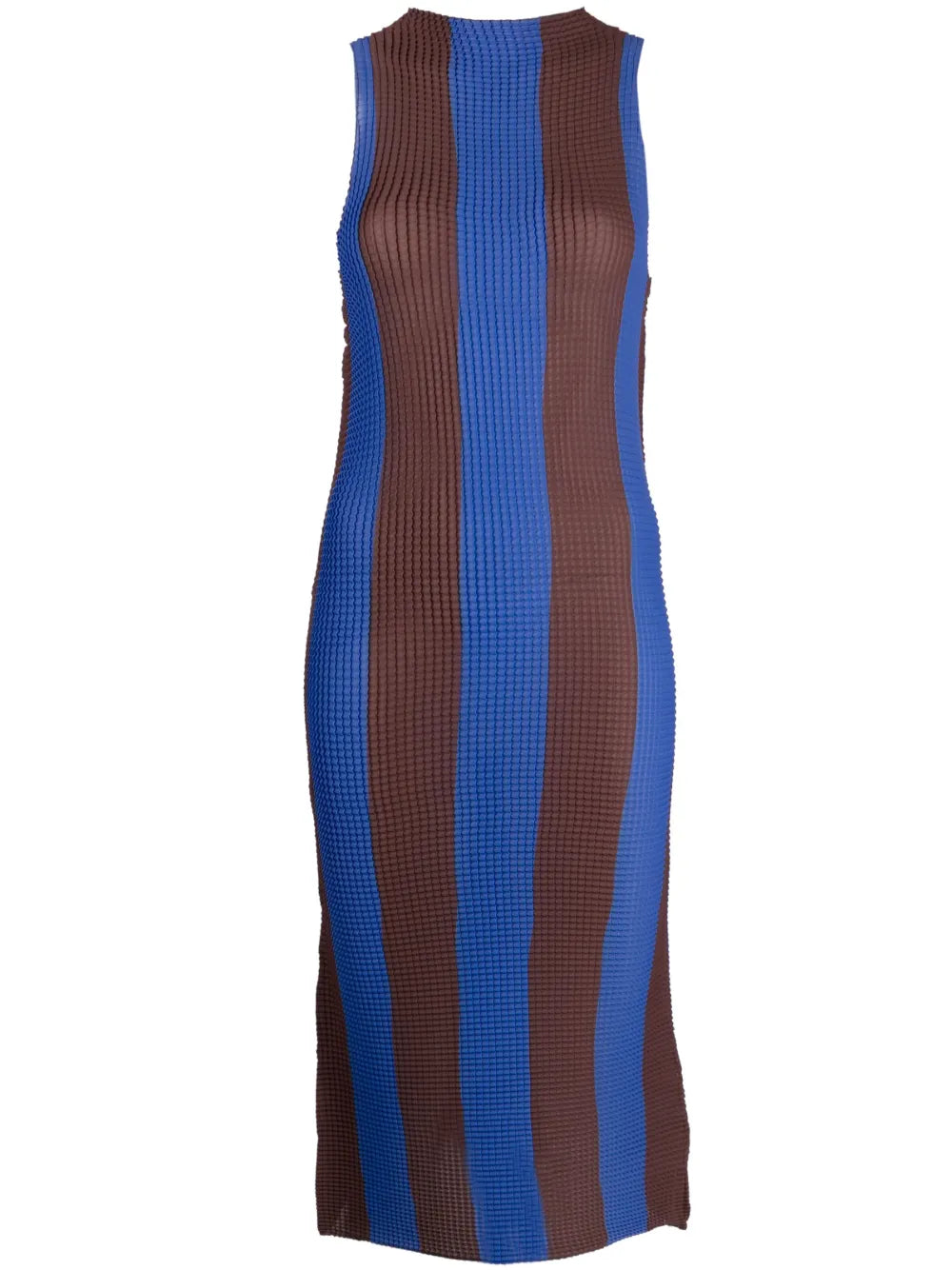 Pleated Striped Midi Dress