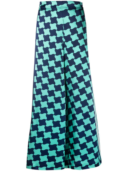 Pool Tile Silk Wide-Leg Trousers