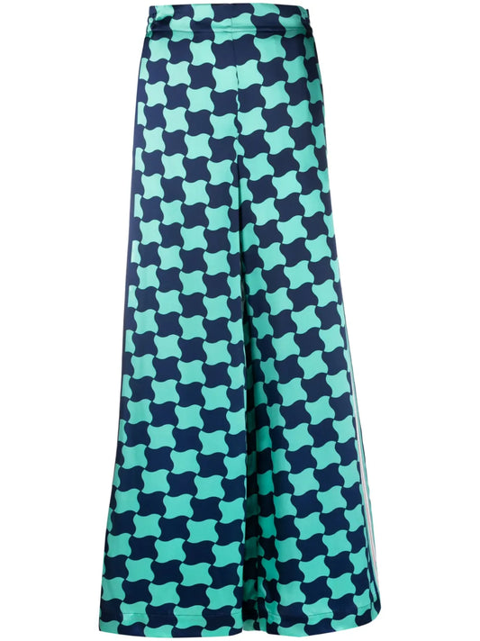 Pool Tile Silk Wide-Leg Trousers