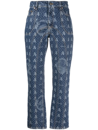 All-Over Logo-Pattern Jeans