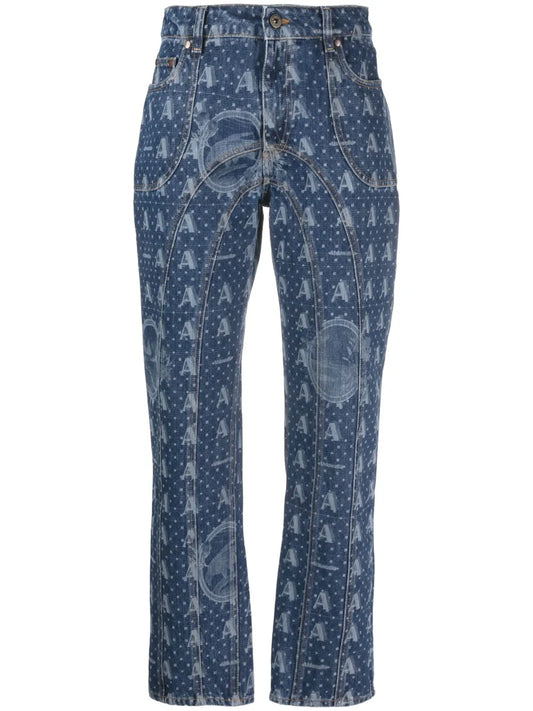 All-Over Logo-Pattern Jeans