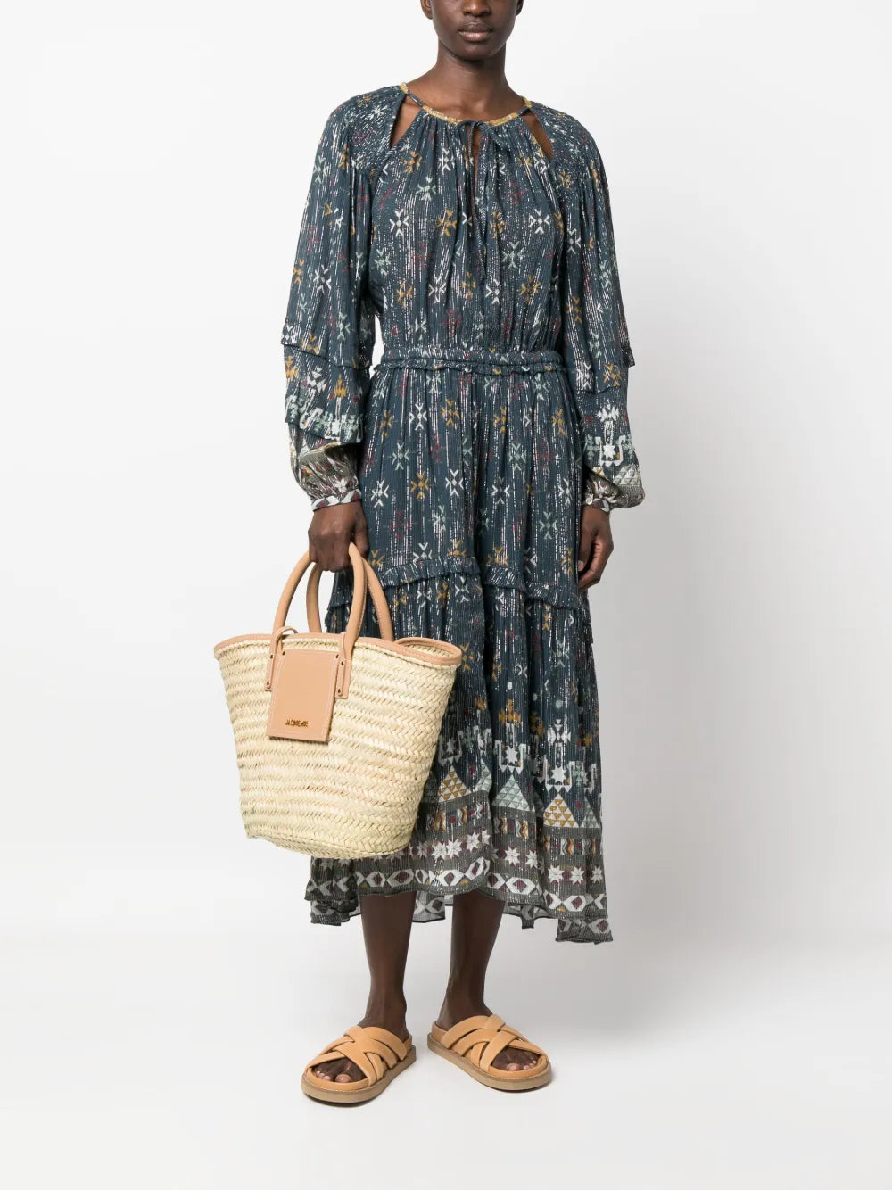 Fratela Graphic-Print Cotton Midi Dress