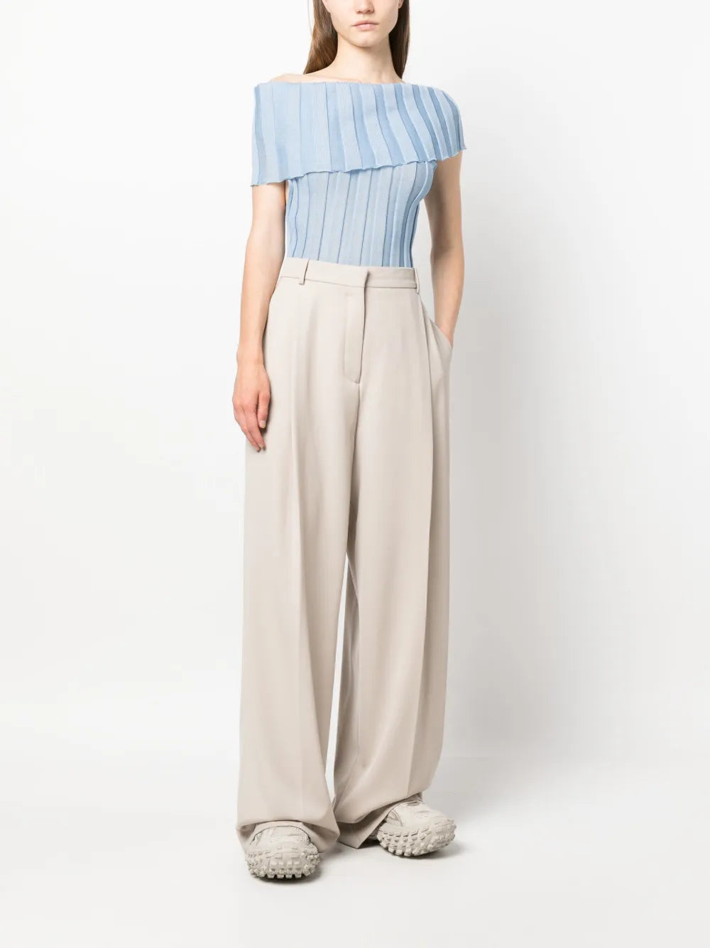 Pleated Cotton Trousers