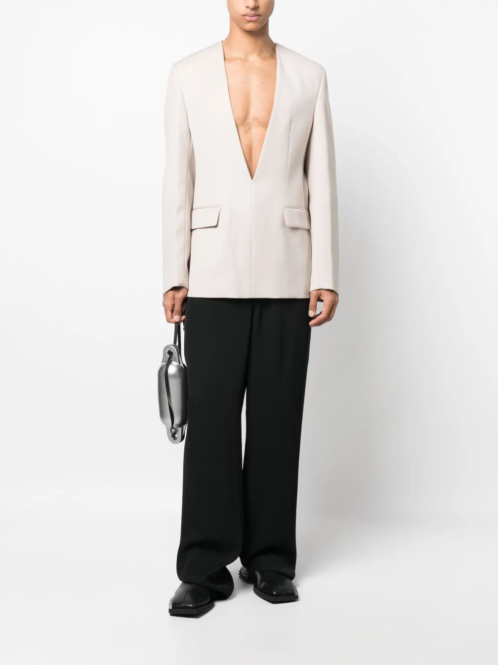 Plunging V-Neck Wool Blazer