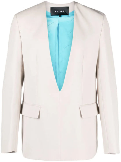 Plunging V-Neck Wool Blazer