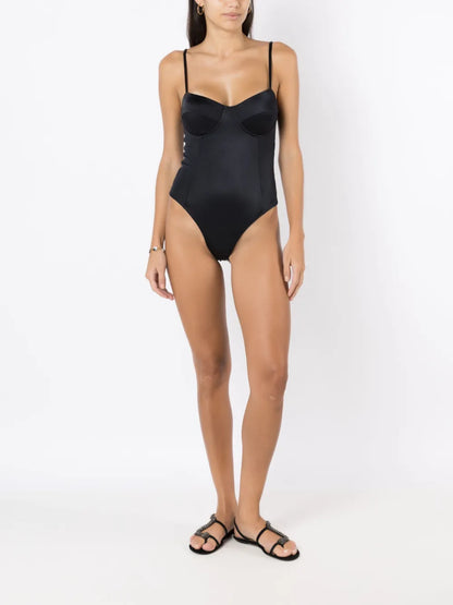 Spaghetti-Straps High-Cut Swimsuit
