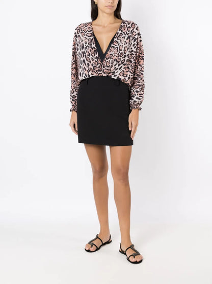 Leopard-Print Long-Sleeved Swimsuit