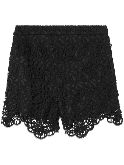 High-Waisted Macramé Lace Shorts