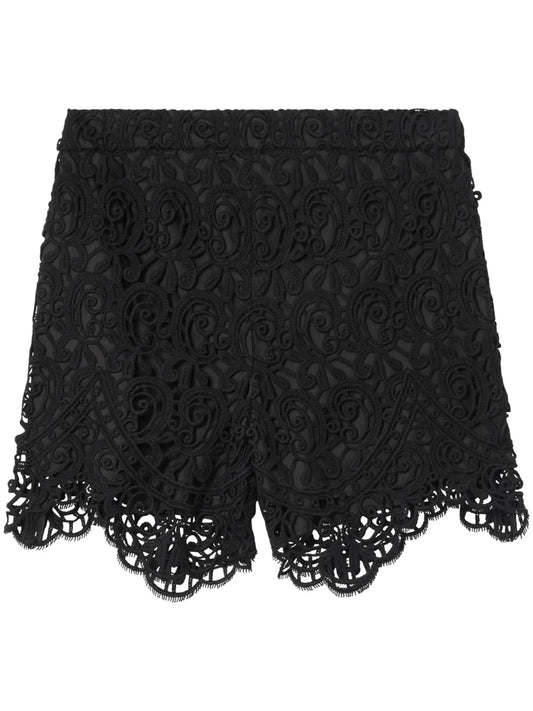 High-Waisted Macramé Lace Shorts