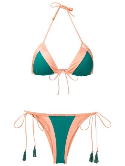Two-Tone Triangle Bikini Set