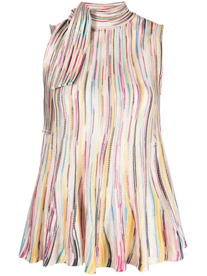 Tie-Fastening Knitted Top