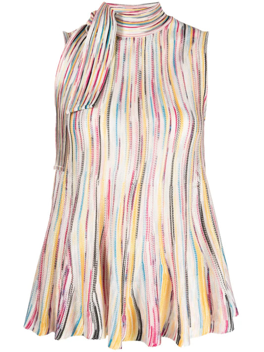 Tie-Fastening Knitted Top