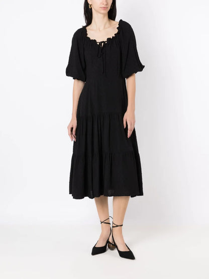 Textured-Finish Midi Dress