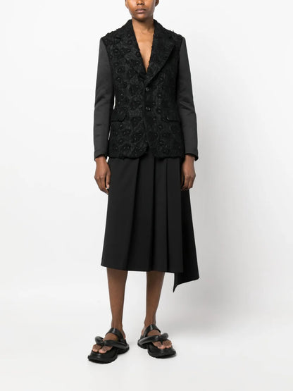 Embroidered Single-Breasted Blazer