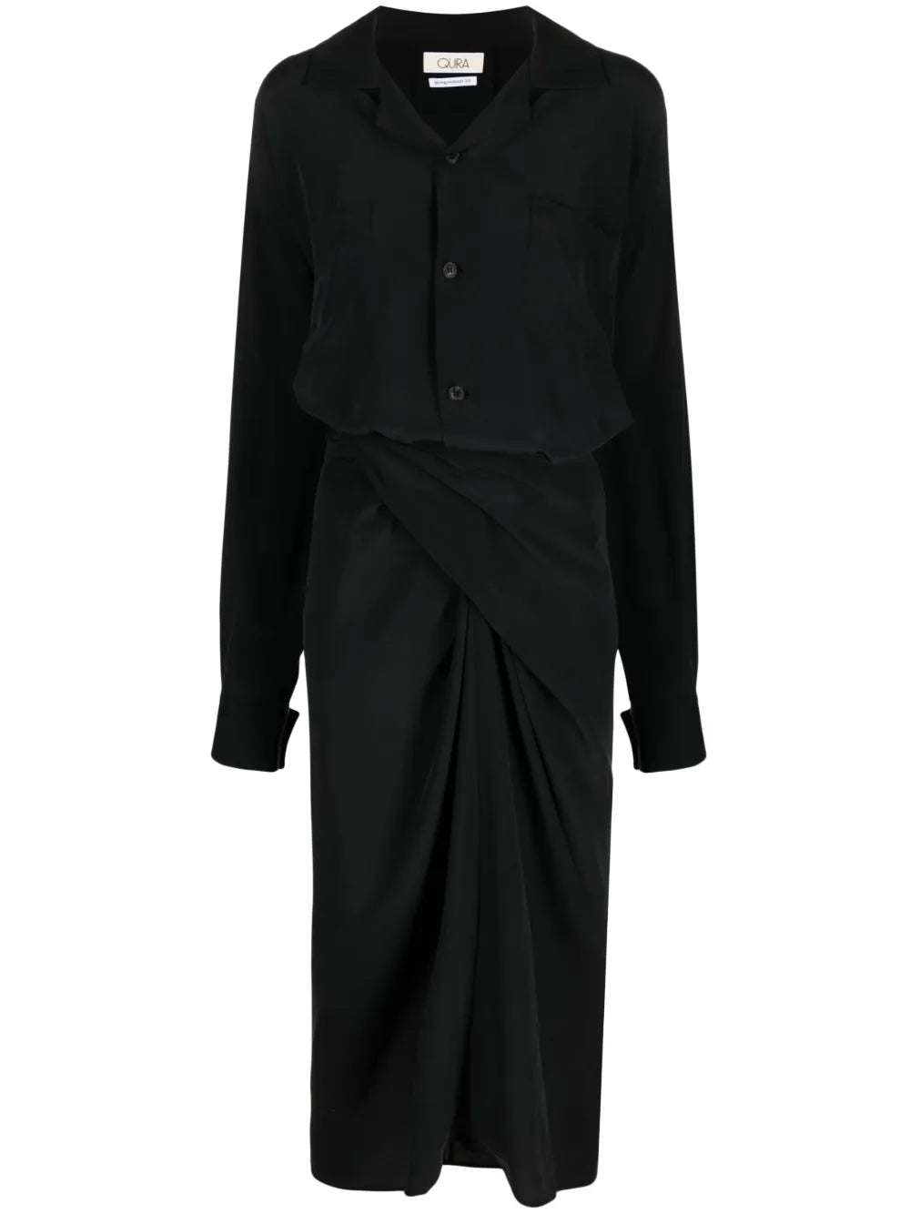 Long-Sleeve Button-Fastening Dress