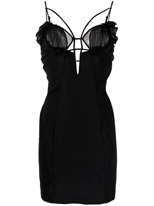 Amfar Tulle-Panelled Cutout Minidress