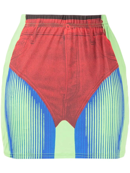 Janty Trompe D'Oeil-Print Miniskirt