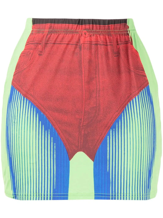 Janty Trompe D'Oeil-Print Miniskirt