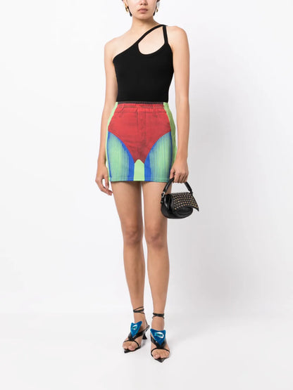 Janty Trompe D'Oeil-Print Miniskirt