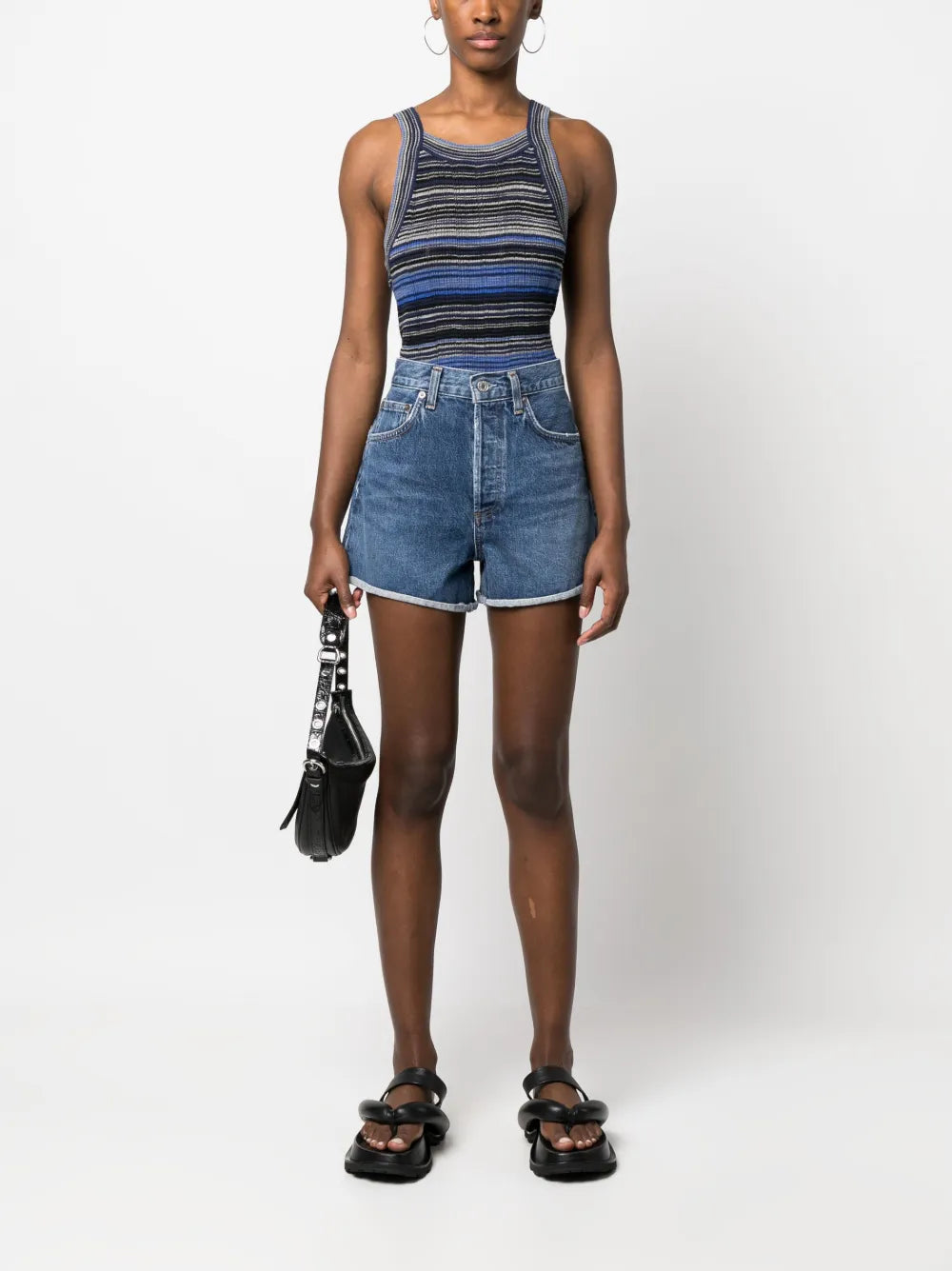 Rolled-Hem Denim Shorts