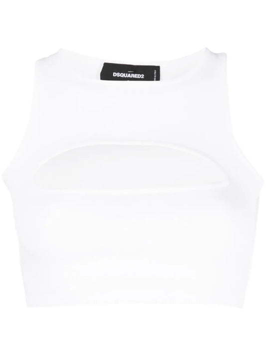 Cut-Out Sleeveless Cropped Top