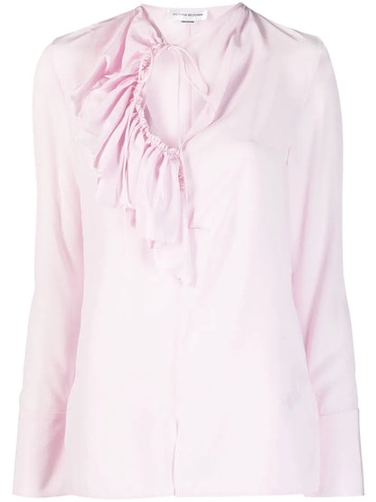 Ruffle-Detailing Silk Blouse