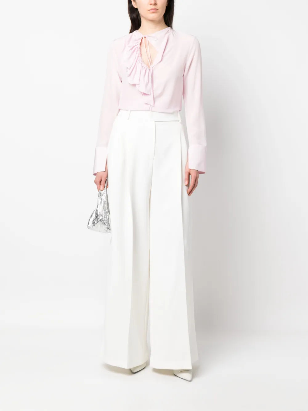 Ruffle-Detailing Silk Blouse