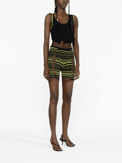 Striped Cut-Out Shorts