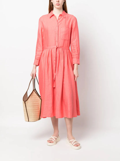 Long-Sleeve Midi Shirt Dress