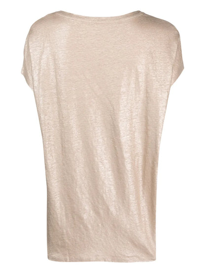 Metallic-Finish V-Neck T-Shirt