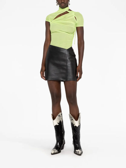Asymmetric Draped Mesh Top