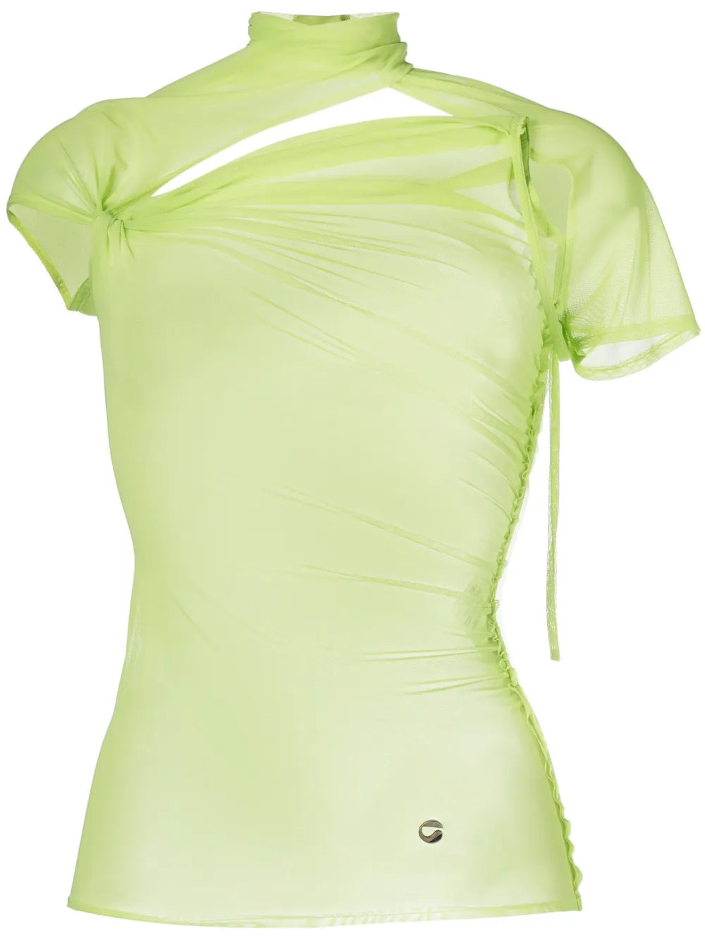 Asymmetric Draped Mesh Top