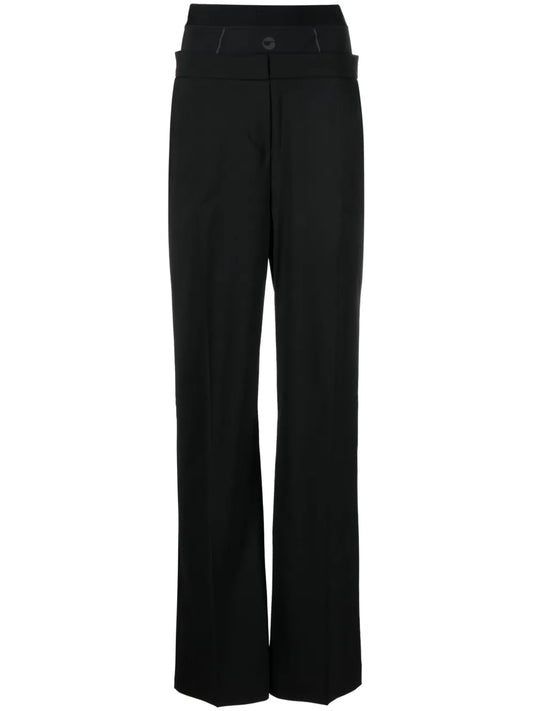 Wool-Blend Layered Trousers