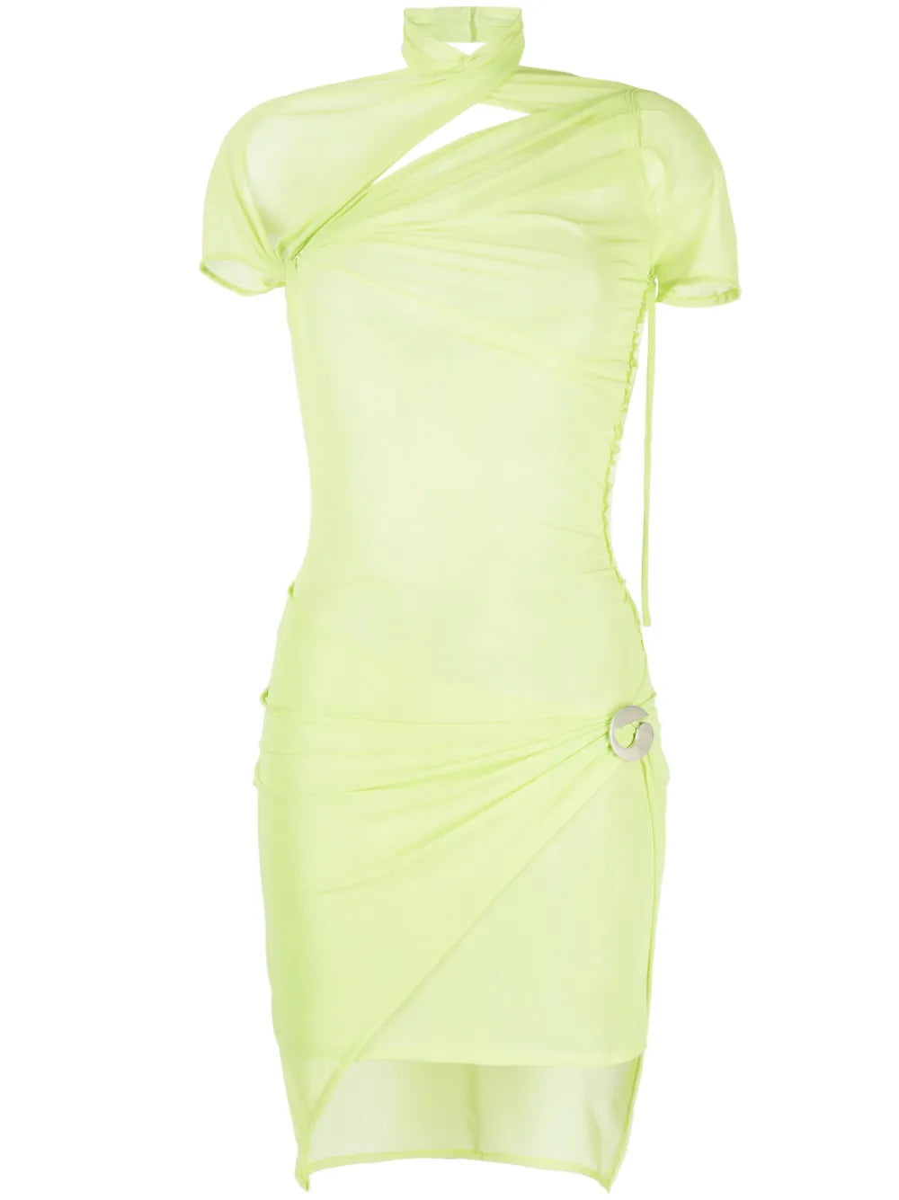 Asymmetric Drape Mesh Dress