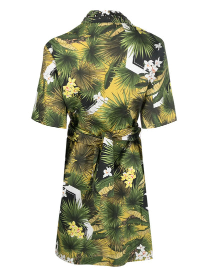 Tropical-Print Shirt Dress