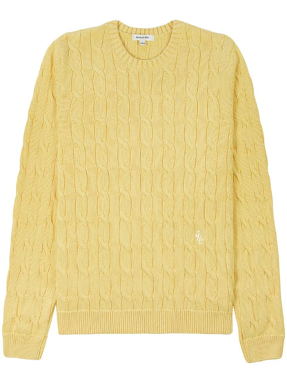 Logo-Embroidered Cable-Knit Jumper