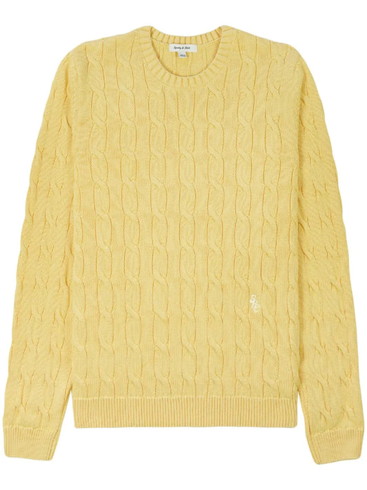 Logo-Embroidered Cable-Knit Jumper