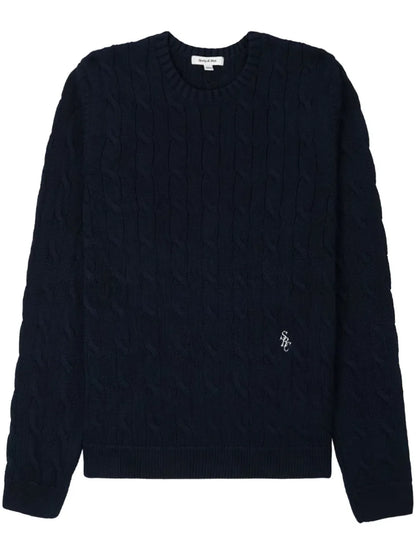 Embroidered-Logo Cable Knit Jumper
