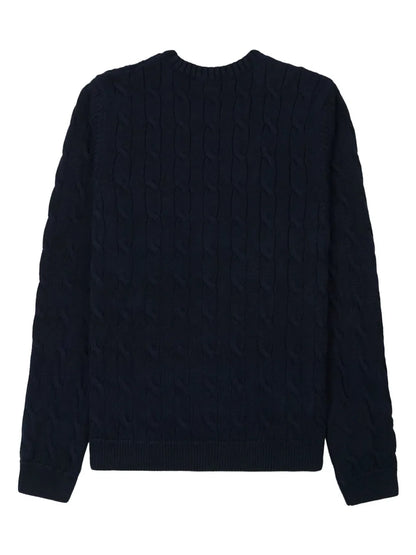 Embroidered-Logo Cable Knit Jumper