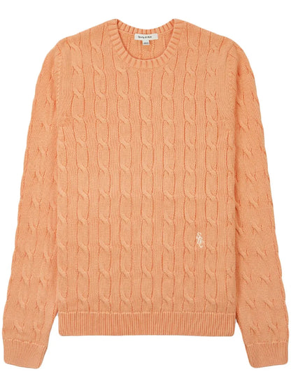 Logo-Embroidered Cable-Knit Jumper