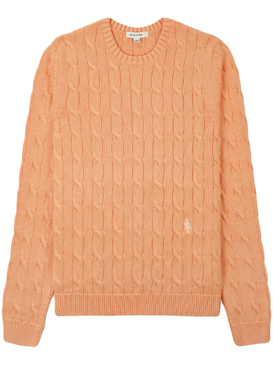 Logo-Embroidered Cable-Knit Jumper