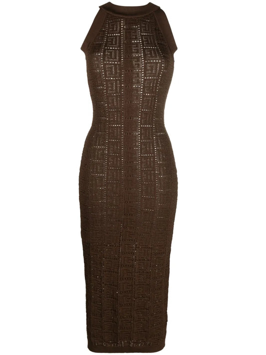 Monogram Mesh Midi Dress