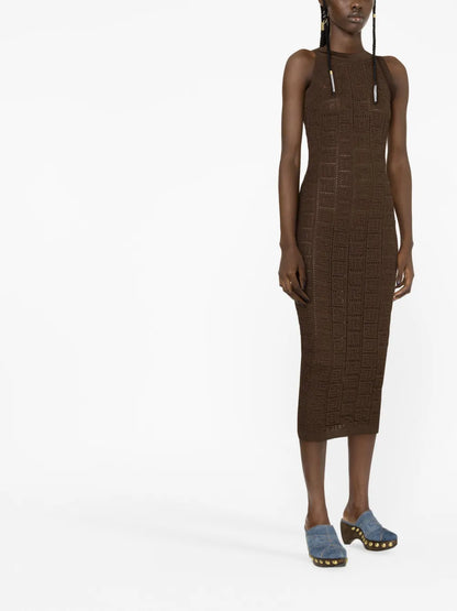 Monogram Mesh Midi Dress