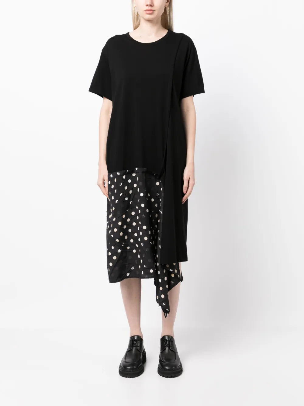 Asymmetric Polka-Dot Detailed Dress