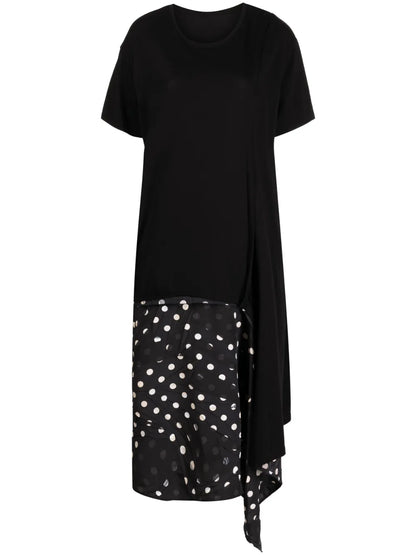 Asymmetric Polka-Dot Detailed Dress