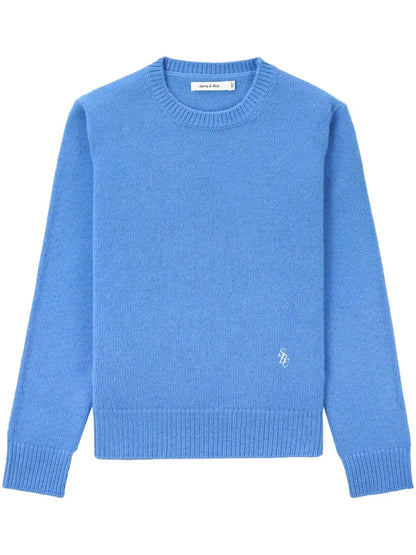 Embroidered-Logo Fine-Knit Sweater